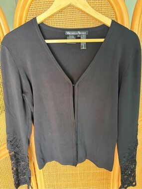 Vintage Y2K Beaded Lace Whimsigoth Fairy Grunge Dark Academia Cardigan Sweater
